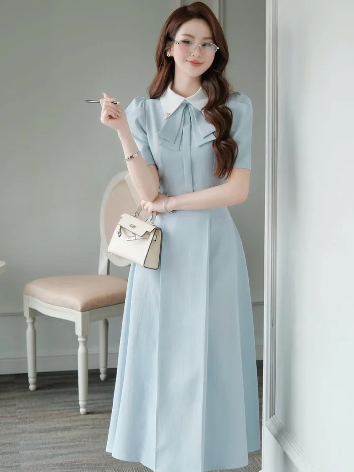 Váy cổ sơ mi tay ngắn dáng dài VA1697 – P'ranis